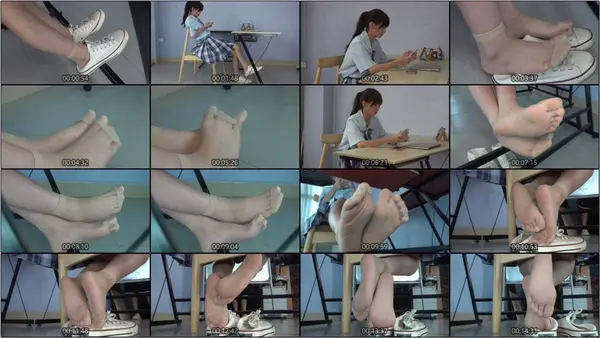 南国足艺 NO.023-静儿肉丝帆布鞋诱惑，脱了鞋子放松丝袜脚 - 南国足艺